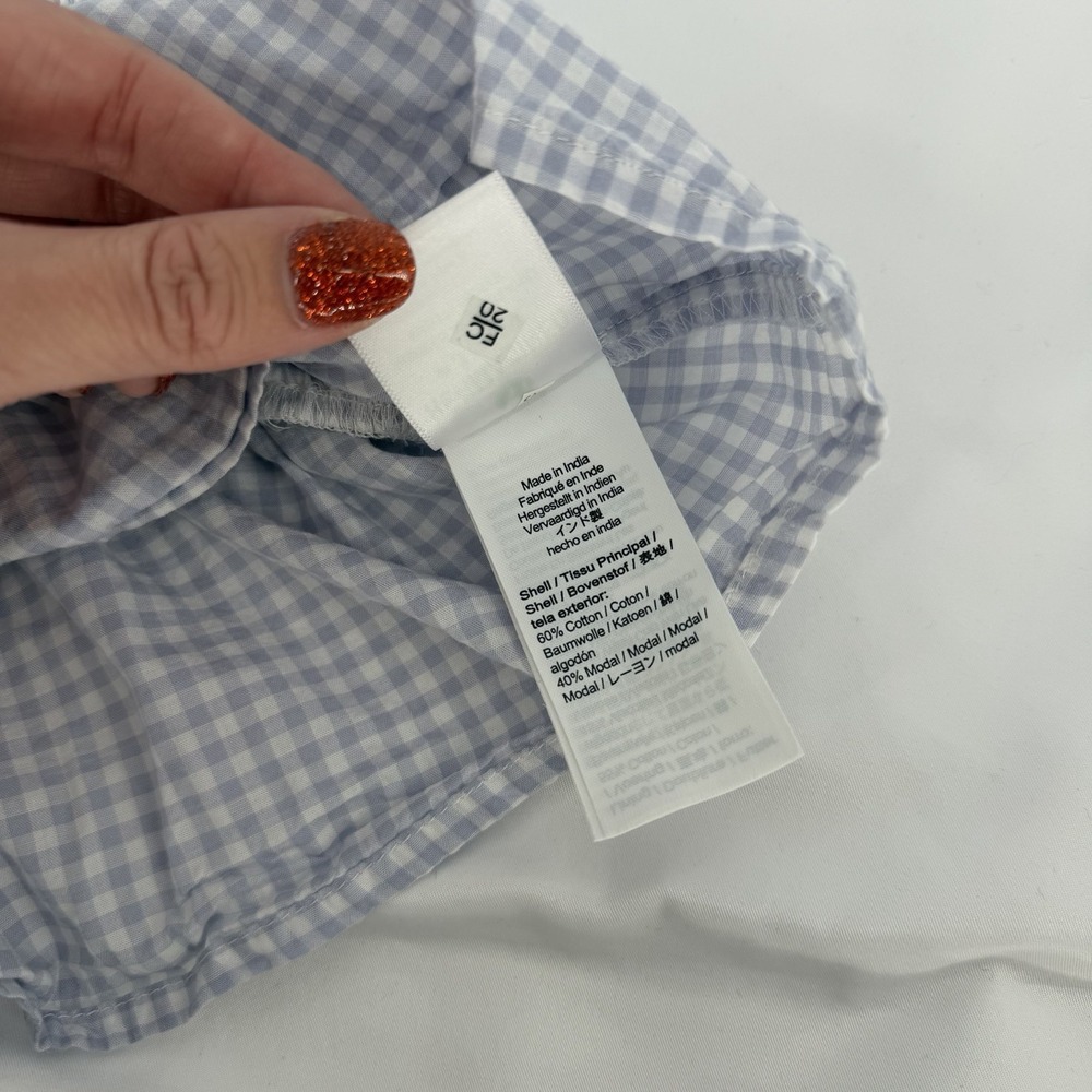 J.Crew Sz M Squareneck Smocked Gingham Top Cotton Puff Sleeve Blouse Cottagecore - Picture 6 of 7